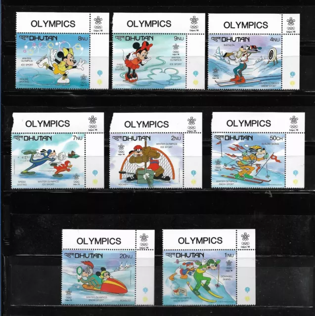 Bhutan 1988, Serie Completa De 8 Valores - Tema Disney - Mnh.