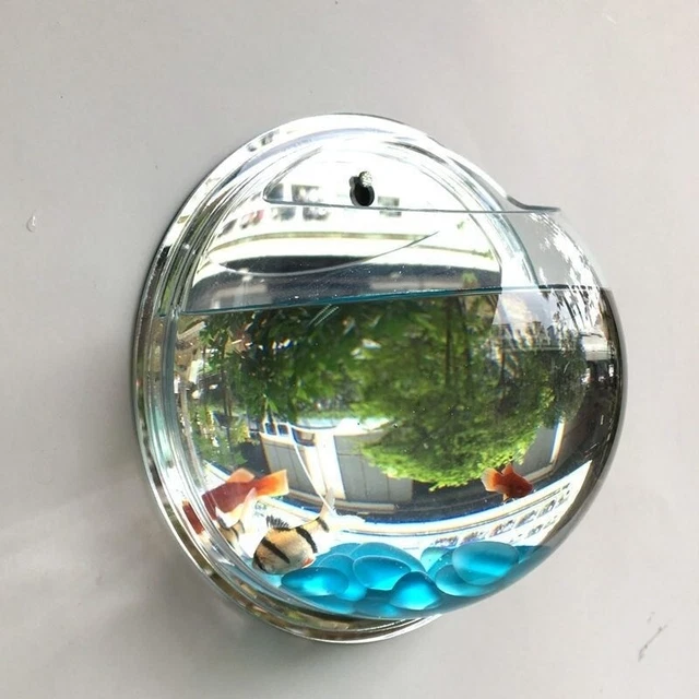 Hanging Wall Fish Tank Mounted Clear Bowl Bubble Aquarium Terrarium Goldfish Box 10