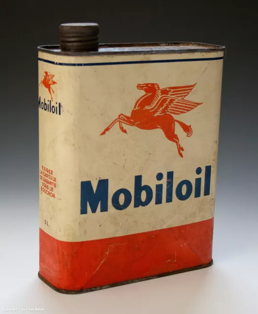 ALTE Öl Blechdose - Mobiloil -  mit Pegasus...wohl um 1950 !?