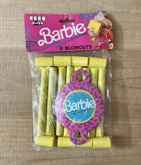 Vintage Barbie 1990 Birthday Party Favor Blowouts NOS Reed by Paper Art 8-Pack