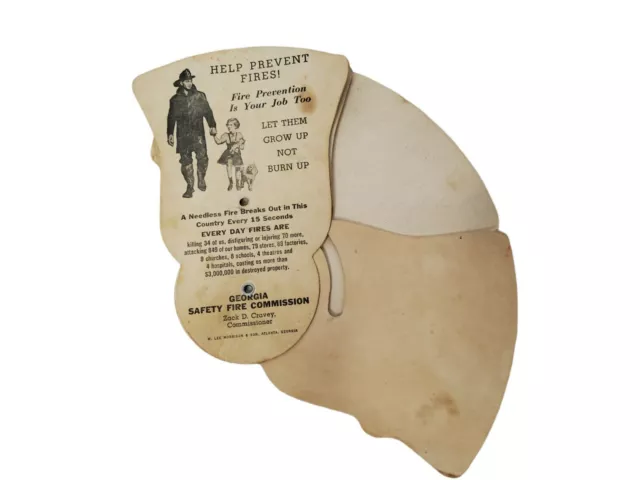 Vintage Tri-Fold Advertising Fan, Boy with Dog Fishing, Georgia Safety Fire Comm 2