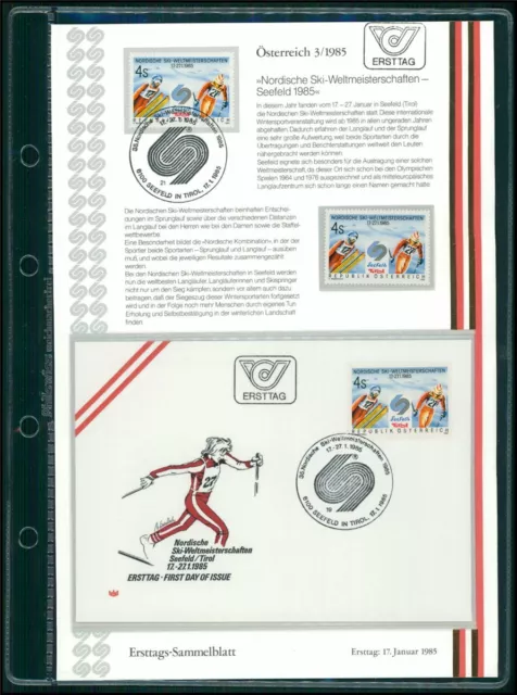 Österreich Etsb 1985/03 Ersttags-Sammelblatt Sport Nordische Ski-Wm Seefeld