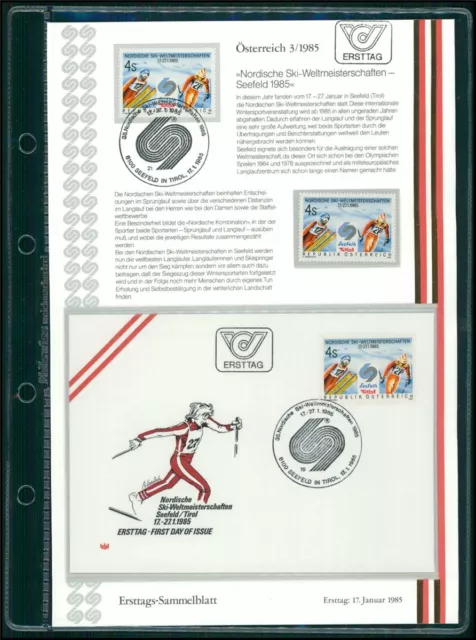 Austria Etsb 1985/03 Ersttags-Sammelblatt Sport Nordische Ski-Wm Seefeld Skiing