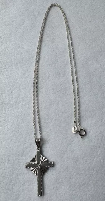10K WHITE GOLD Cross Pendant With 18” Sterling Silver Chain $65.00 ...