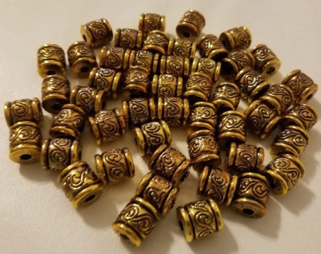 50 Bronze Athenian Baroque Plastic Barrel Macrame Craft Jewelry Beads 12mm