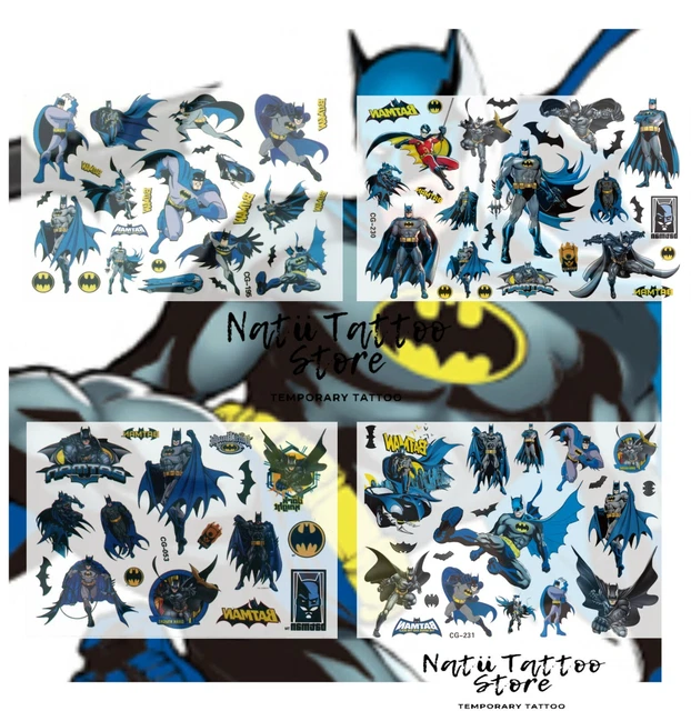 BATMAN TEMPORARY TATTOO Sheets stickers Children Kids Birthday Party