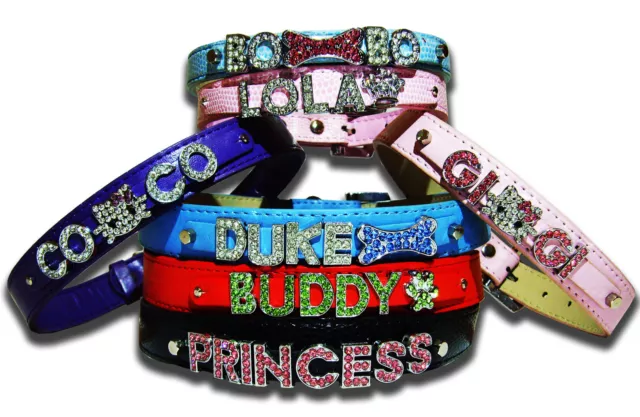 Personalized Dog Collar Free Name & Charm 9 color For Medium to Large Dog Bling