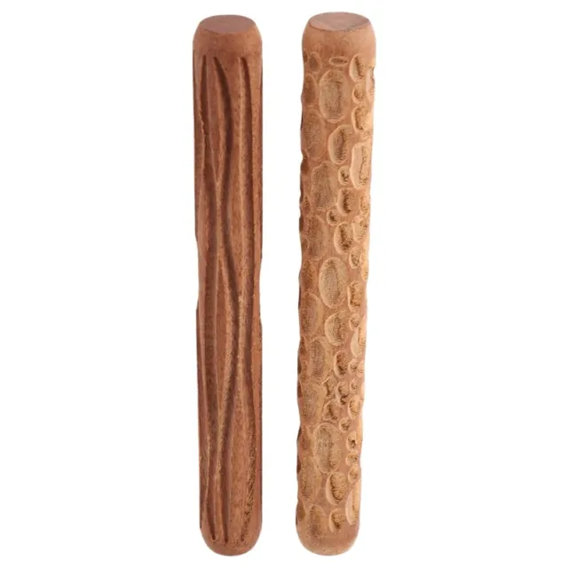 2 rodillos de patrón de modelado de arcilla, rollo de arcilla patrón de grano de madera adoquines E3J4