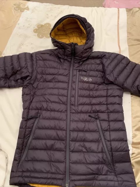 RAB Mens Alpine Microlight Large Grey Down Jacket Hooded Size S