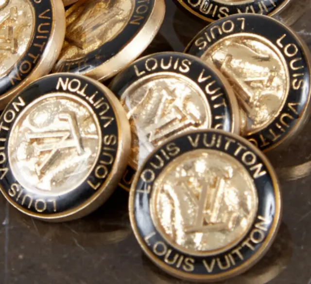 Lot 6 LV Gold Classic Metal Buttons 22 mm 0,86 inch Louis Vuitton