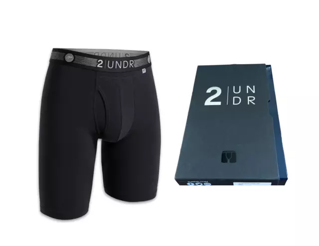 NEW Men's 2UNDR Flow Shift 9" Long Leg Boxer Brief MEDIUM Black Underwear