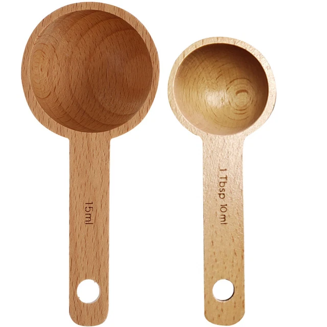 2 piezas cuchara medidora dulce cuchara medidora cuchara de madera cuchara de café concentrado cuchara de postre