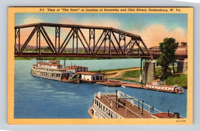 Parkersburg WV-West Virginia, Junction Of Kanawha Ohio River, Vintage Postcard