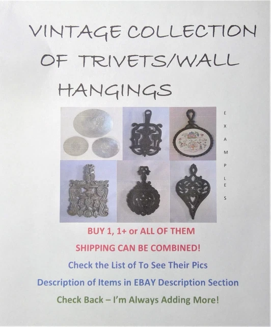 Collection of Vintage Trivets/Wall Hangings Cast Iron Aluminum (Buy 1, 1+, All)