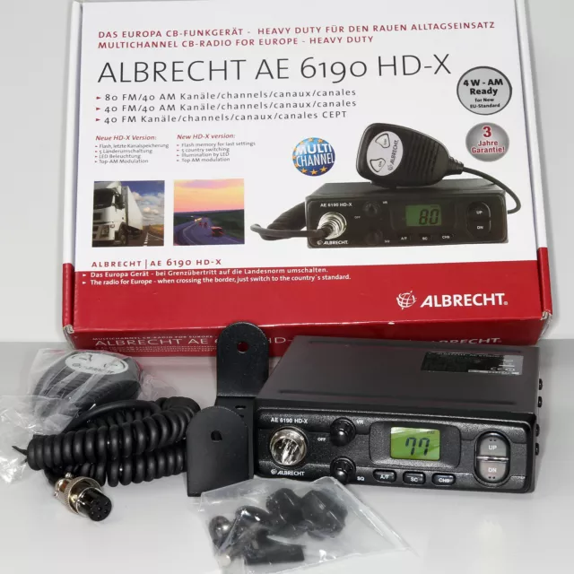 Radio CB Albrecht AE6190 HD-X 80 CH AM 4 vatios FM 4 vatios nuevo