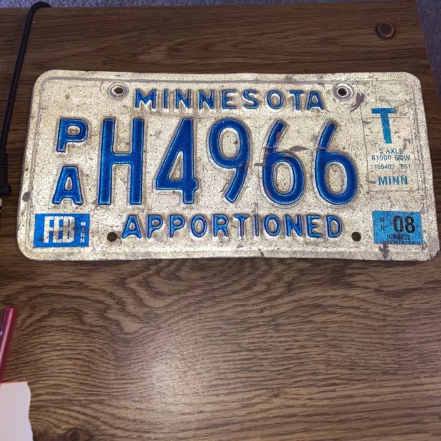 Vintage Minnesota Apportioned License Plate PA H4966 semi Tractor