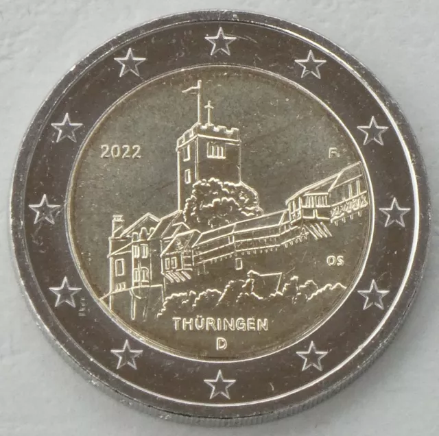 2 Euro Gedenkmünze Deutschland F 2022 Thüringen / Wartburg unz.