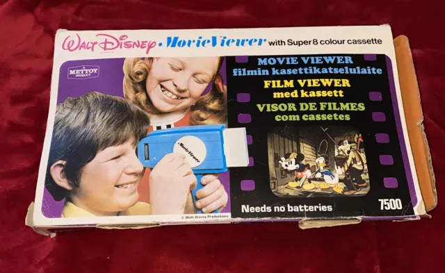 Vintage Mettoy Walt Disney Movie Viewer 1970's Boxed With 3 Cassettes Super 8