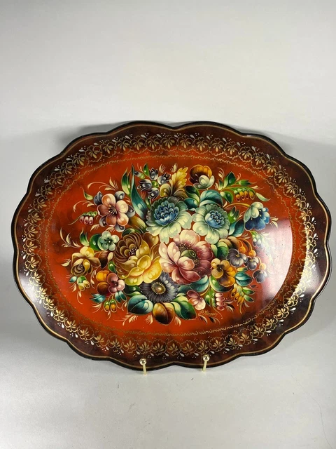 Plateau de service en métal peint noir toleware 19ème siècle