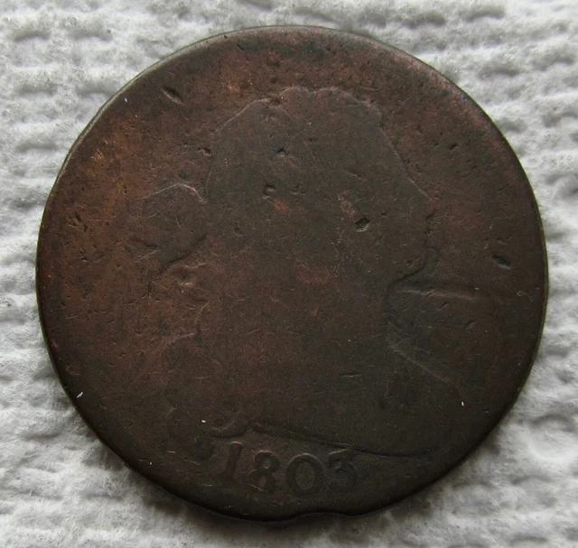 1803 1C BN Draped Bust Large Cent Rare Early Date Type Coin Bold Date G Detail