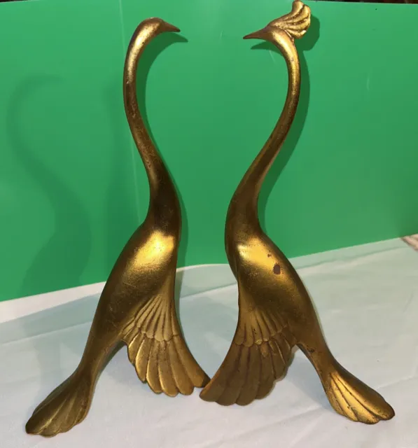 Vintage Mcm Anthony Freeman Mcfarlin Peacock Love Bird Gold Art Deco Pair  (2X)