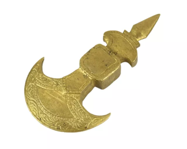 Vintage Style Brass Axe Inlay Carving Beautiful Art Decorative Axe Head i4-110