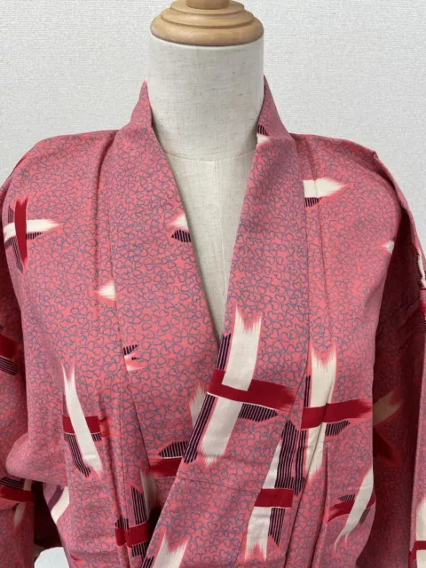 H&A Heart Vintage Japanese KIMONO Dress cardigan Pink Yukata from Japan women