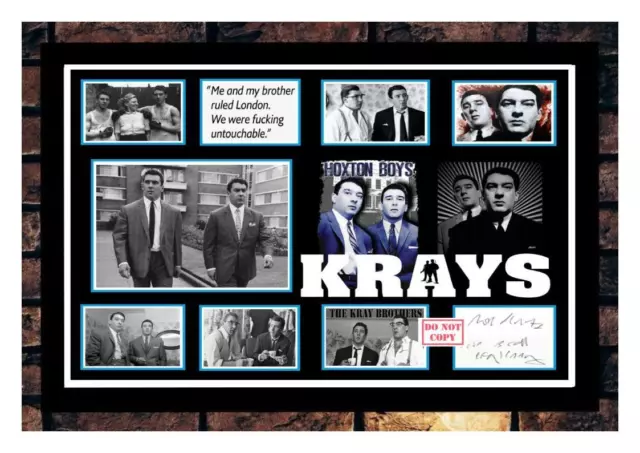 327) the kray twins ronnie & reggie kray signed photograph framed unframed pp *