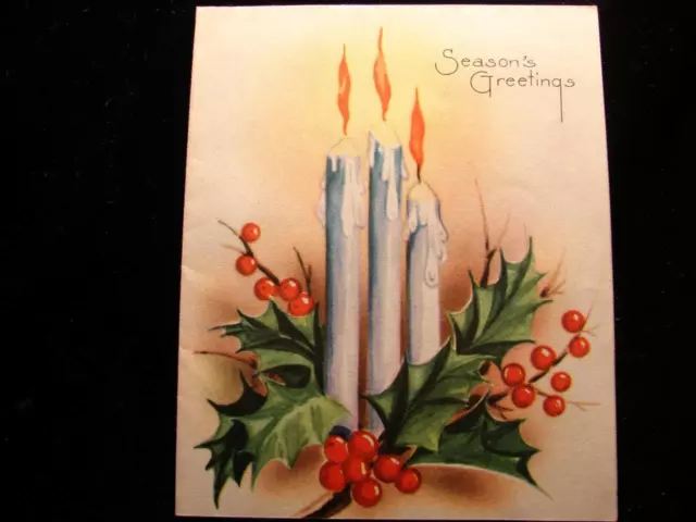 Vintage "Candles And Berries!!" Christmas Greeting Card