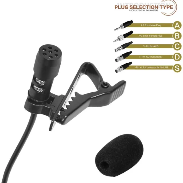 Microphone à revers noir Lavalier qualité diffusion 4 broches XLR connecteur p