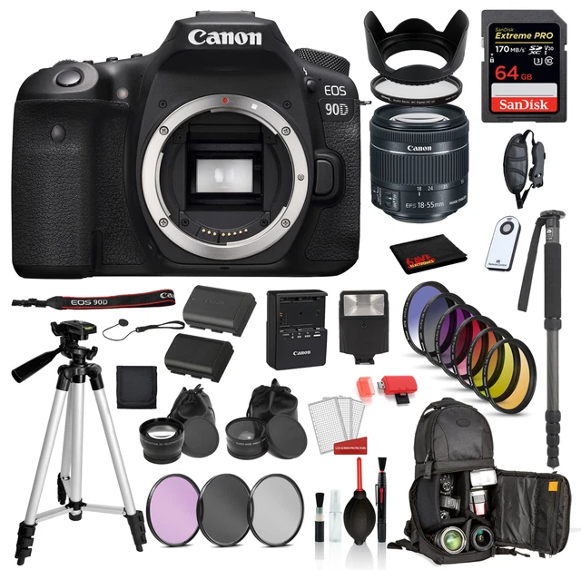 Cámara digital Canon EOS 90D SLR con lente EF-S 18-55 mm es STM (3616C009)