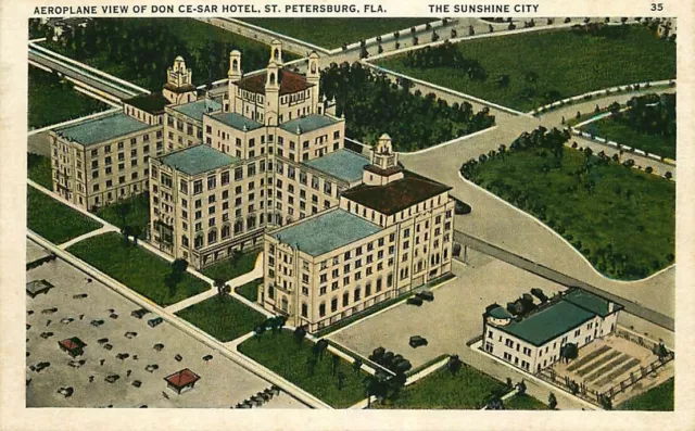 Postcard Aeroplane View of Don Ce-Sar Hotel, St. Petersburg, Florida ca 1920s
