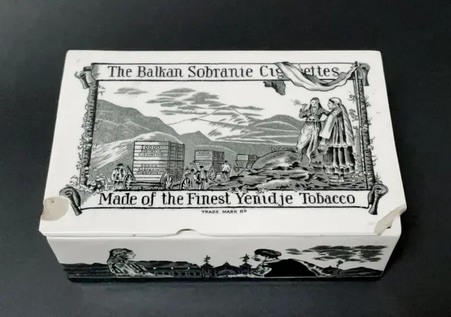 Antique Victorian Porcelain Balkan Sobranie Cigarette Tobacco Box Af
