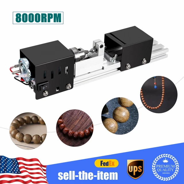 Mini Polisher Lathe Woodworking Buddha Beads Craft Machine Wood DIY Hobby Tool
