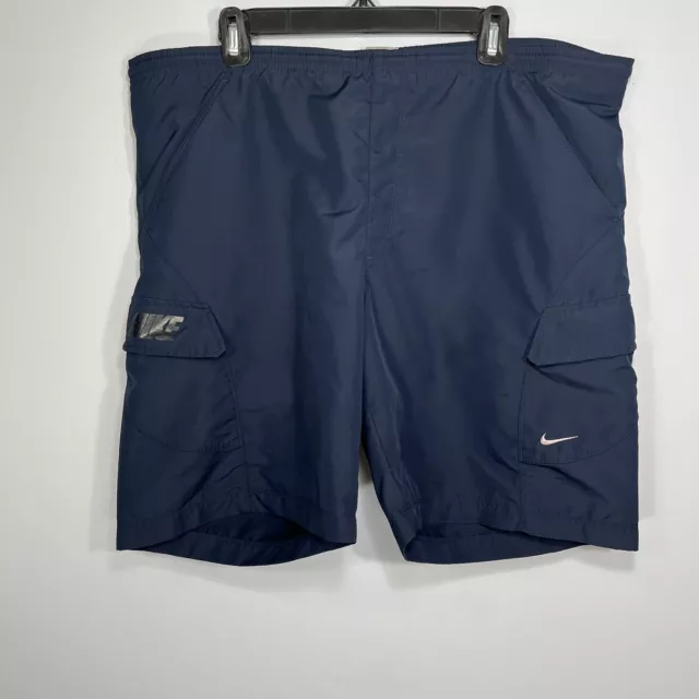 VINTAGE Nike Shorts Mens Large Blue Pockets Swim Trunks Lined Drawstrings Beach