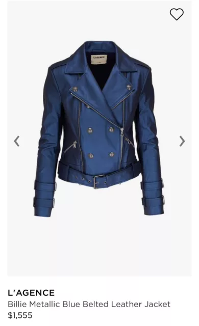 L'Agence "Billie" Leather Jacket, notched collar; off-center front zip