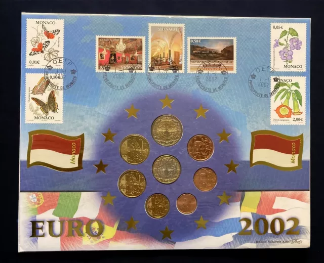 Monaco Stamps Set 2002 Fdc With France Euro 1999-2001 Coin Cover