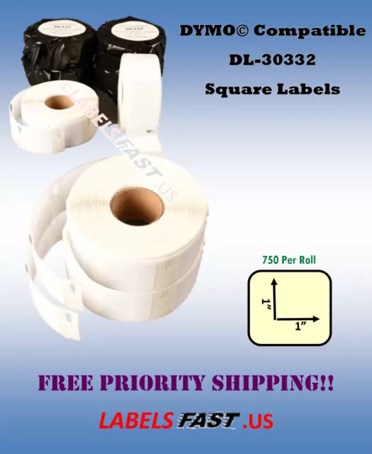 DYMO® Compatible 30332 Thermal Square Labels 750 Multipurpose 1x1 White Adhesive