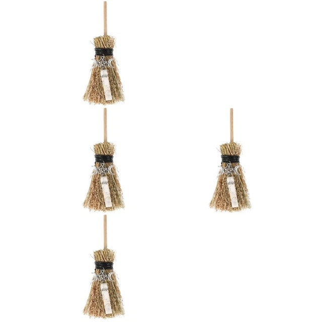 4x Nützlich Multifunktionale Robust Hexe Besen Ornament Kleine Hexe Besen