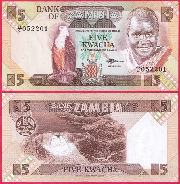 Zambia 5 Kwacha 1986-1988 P25 Banknote Unc