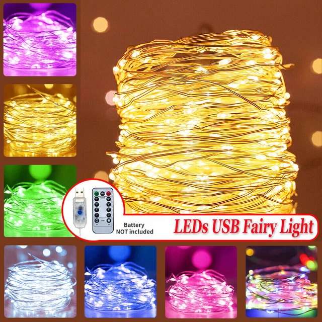 USB Plug In Micro String Lights 50/200 LED Copper Wire Party Static Fairy Light