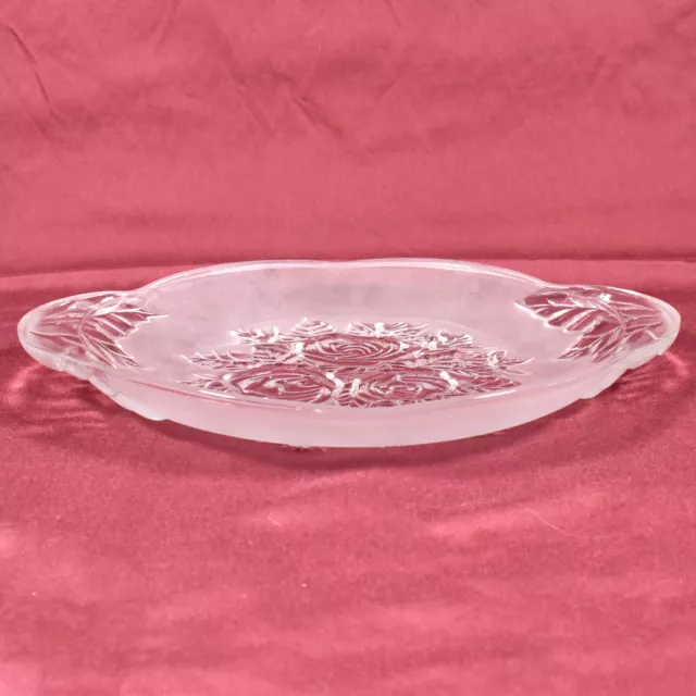 Vintage KIG Malaysia Frosted Rose Pressed Glass 7" Plate