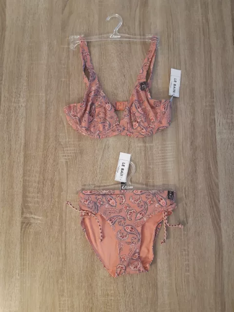 Maillot de bain Etam 2 pièces haut 85C culotte taille 36 S couleur vieux rose