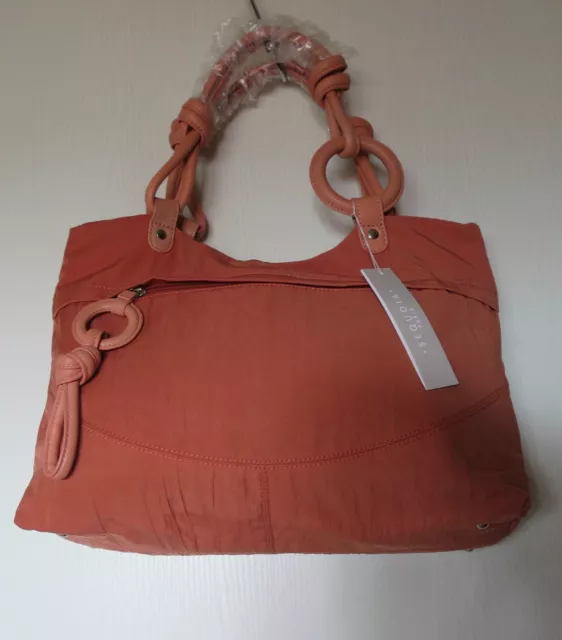 Sequoia S51-033 Boheme Sac Besace En Textile Et Cuir De Vachette Coloris Peche