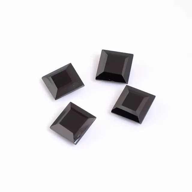 [Wholesale] Natural Black Onyx Faceted Square Shape Loose Gemstone