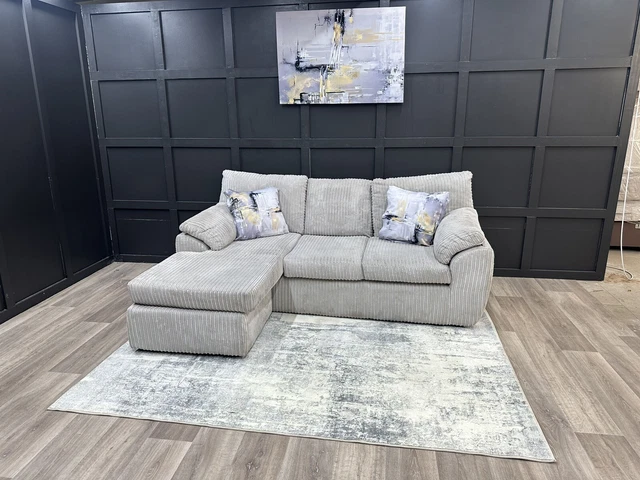 Jumbo Cord Sofa Cream Sofa Luxury Soft Fabric With Footrest Available Delivery