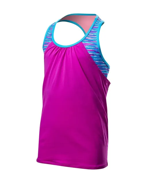 TYR Top Girls Large 10/12 Pink Teal Sunray Ava 2 in 1 Tank Top