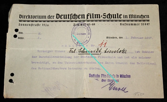 Direktorium der Deutschen Film - Schule München , Dokument 1927