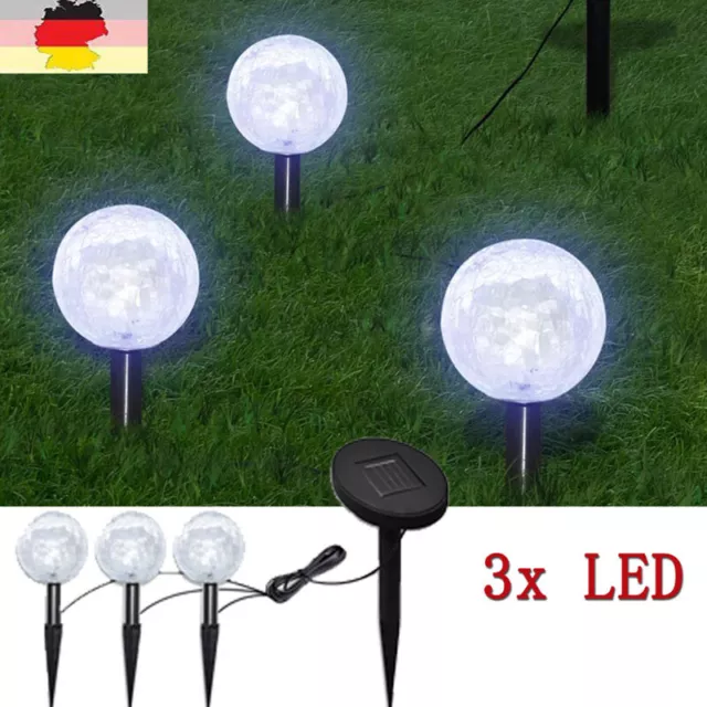 3x Gartenleuchte Solarleuchte Solarkugel LED Kugelleuchte Solarlampe Lampe Licht