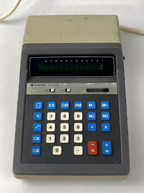 Sanyo CY 2131 Calculator 12 Digit Colour Display Vintage Retro 1971 Green LED